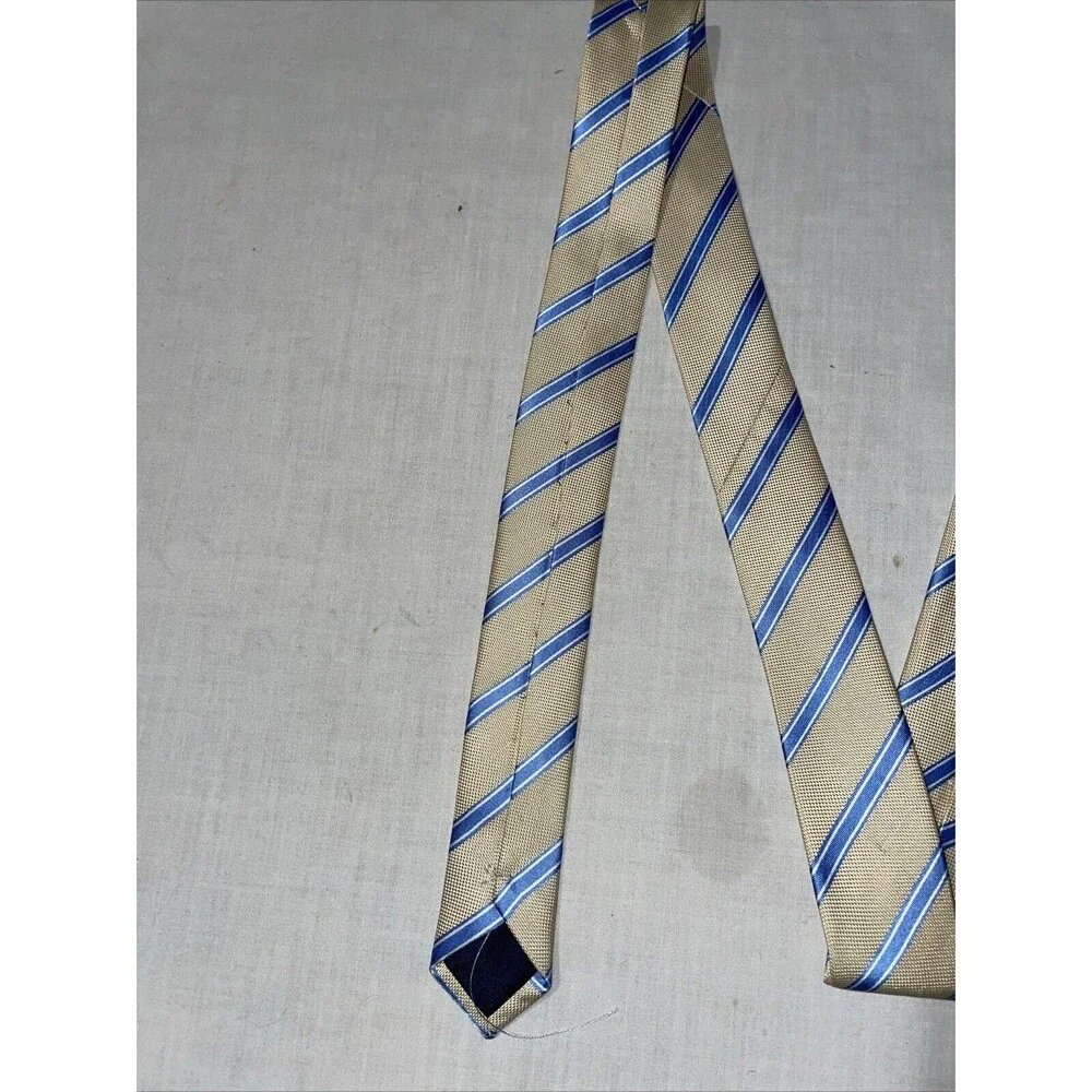 Ermenegildo Zegna Men’s Dress Tie Size 58” Ivory Blue Striped Business Formal